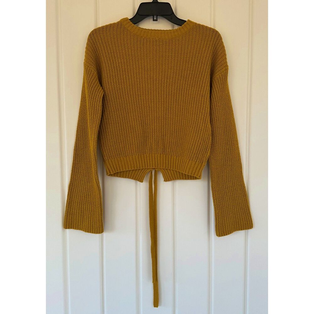 Mustard Tie-Back Knit Sweater - Women